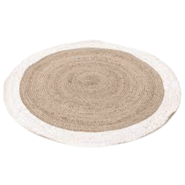 Tapis rond jute blanc