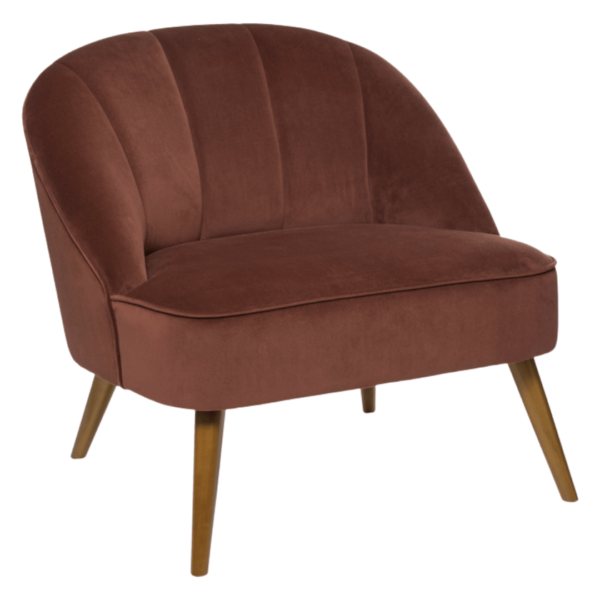 Fauteuil Noeva velours terracotta