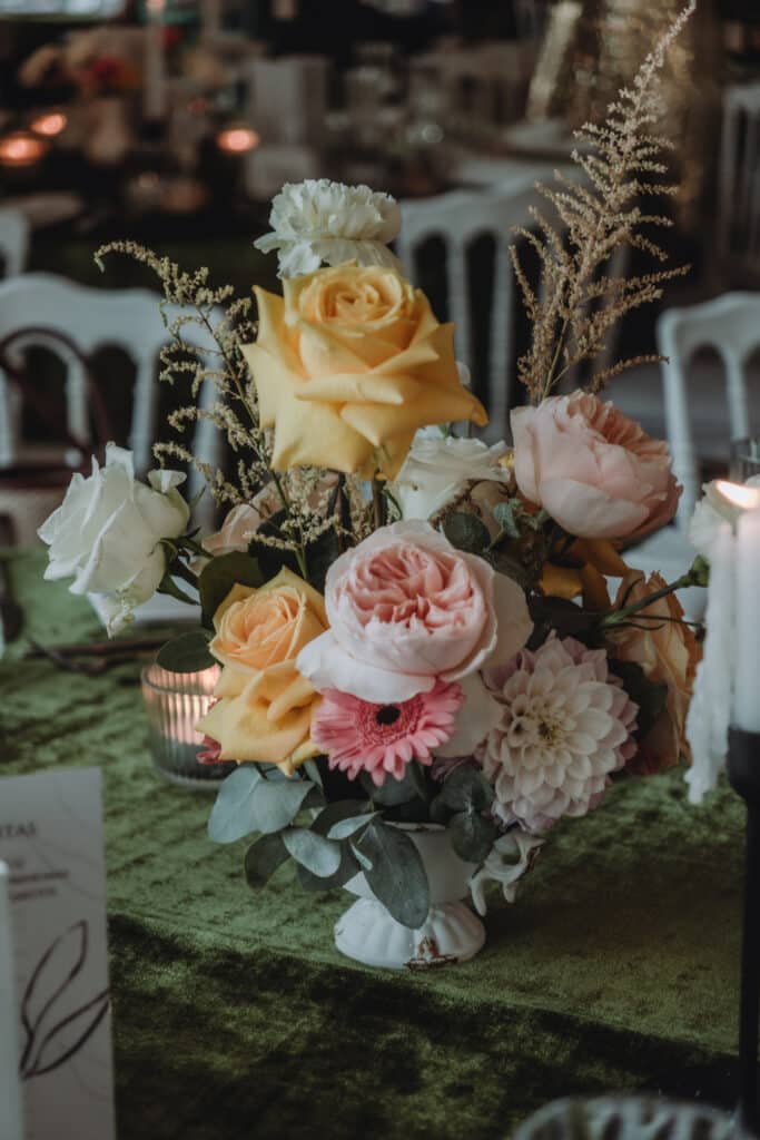 centre de table bohem, fleuriste mariage lyon