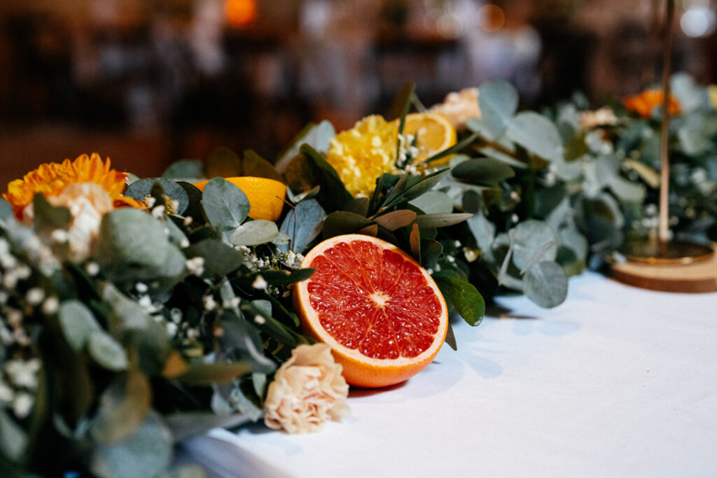 mariage végétal et agrumes, fleuriste mariage